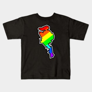 Quadra Island Silhouette in Rainbow Colours - DIscovery Islands Gift - Quadra Kids T-Shirt